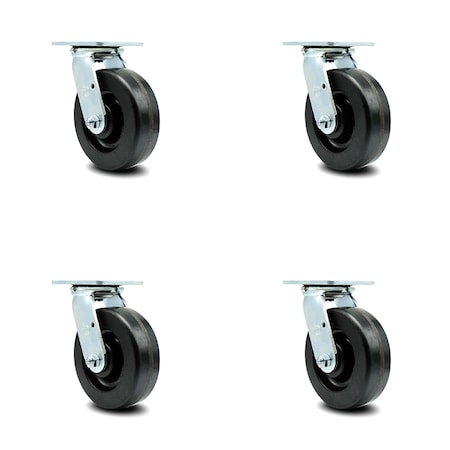 Service Caster 6 Inch Phenolic Swivel Caster Set with Roller Bearing and Swivel Lock SCC SCC-30CS620-PHR-BSL-4